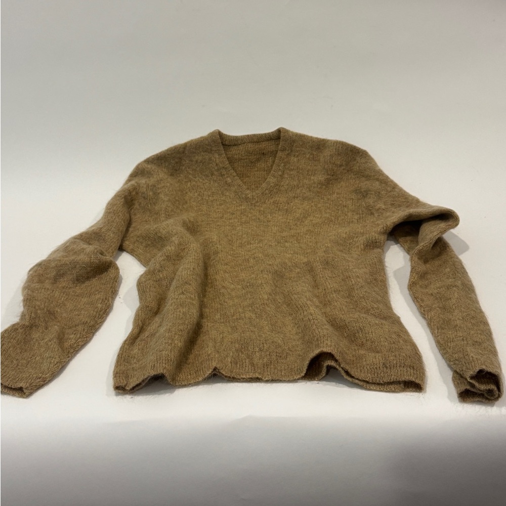 Vintage Tan V-Neck Sweater